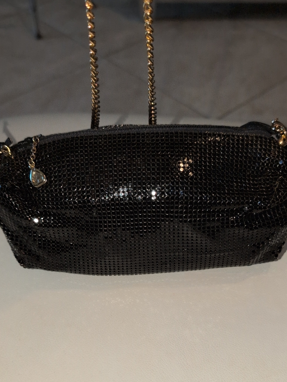 Whiting and Davis Black Mesh Clutch Or Crossbody